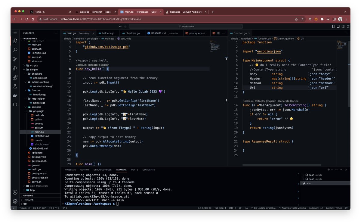 k33g_org's tweet image. Cela fait une semaine que je code un side project directement sur un #Pi5 avec #OpenVSCodeServer, c&apos;est très confortable (je fais du @golang @TinyGolang)

Prochaine expérimentations : une carte SD encore plus performante et utiliser #Docker compose pour pouvoir changer facilement…