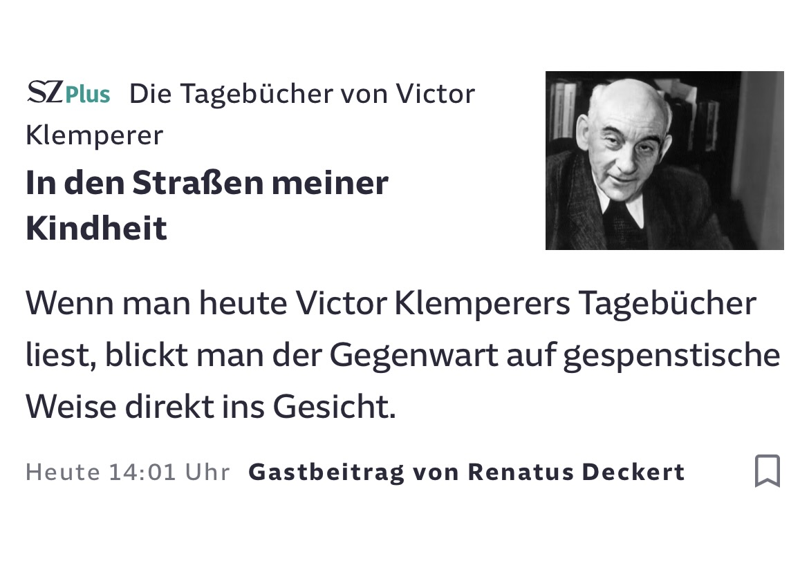 renatusdeckert's tweet image. Heute in der SZ schreibe ich über Dresden, Victor Klemperer und meine Schullesungen aus seinem Tagebuch. Wer hin und wieder eine Geschichte von mir lesen und meine Arbeit unterstützen möchte, das geht hier: 👉🏼 steadyhq.com/de/renatus-dec… Ich freue mich sehr über jede Unterstützung!