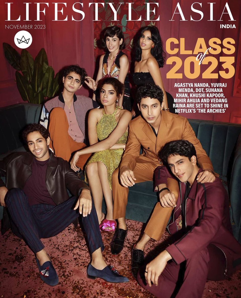 The cast of #TheArchies looks fantastic on the cover of this month's issue of @LifestyleAsiaIn! #TheArchies #TheArchiesonNetflix #ZoyaAkhtar #AgastyaNanda #SuhanaKhan #KhushiKapoor #MihirAhuja #Dot #VedangRaina #YuvrajMenda #AyeshaDeVitre @netflix