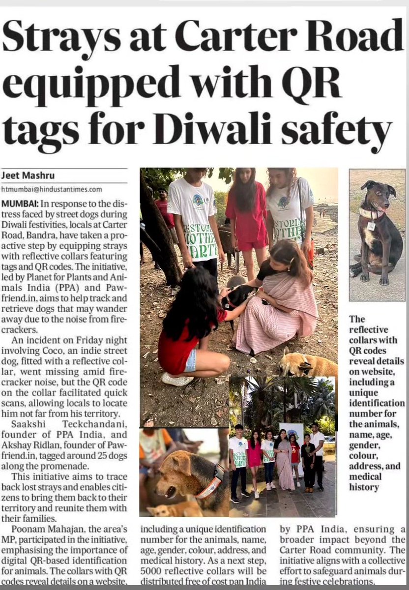 Planet for Plants & Animals (PPA INDIA) (@ppa_india) on Twitter photo Strays at Carter Road, Bandra, Equipped with QR Tags for Diwali Safety; <a href="/HindustanTimes/">Hindustan Times</a>
hindustantimes.com/cities/mumbai-… Strays at Carter Road, Bandra, Equipped with QR Tags for Diwali Safety; <a href="/HindustanTimes/">Hindustan Times</a>
hindustantimes.com/cities/mumbai-…