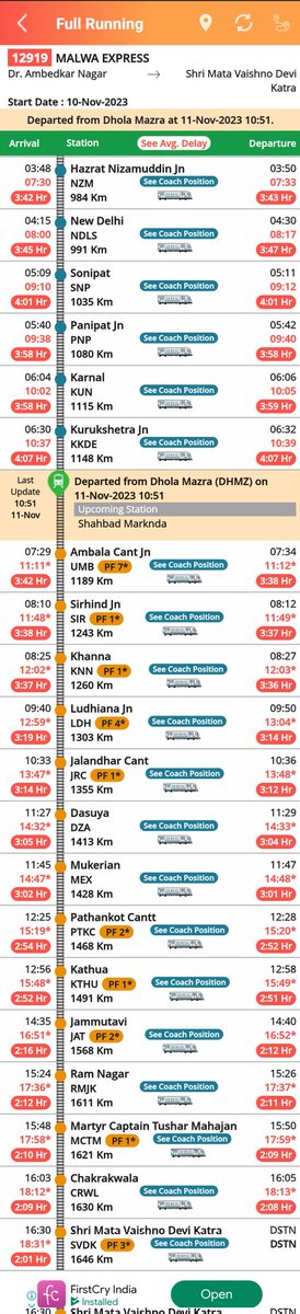 im_ankeetpandey's tweet image. why there is always delay of train no 12919 on regular basis? Can you just explain? If this is a regular than stop promoting vande bharat. @RailwaySeva @WesternRly @RailwayNorthern @RailMinIndia @AshwiniVaishnaw