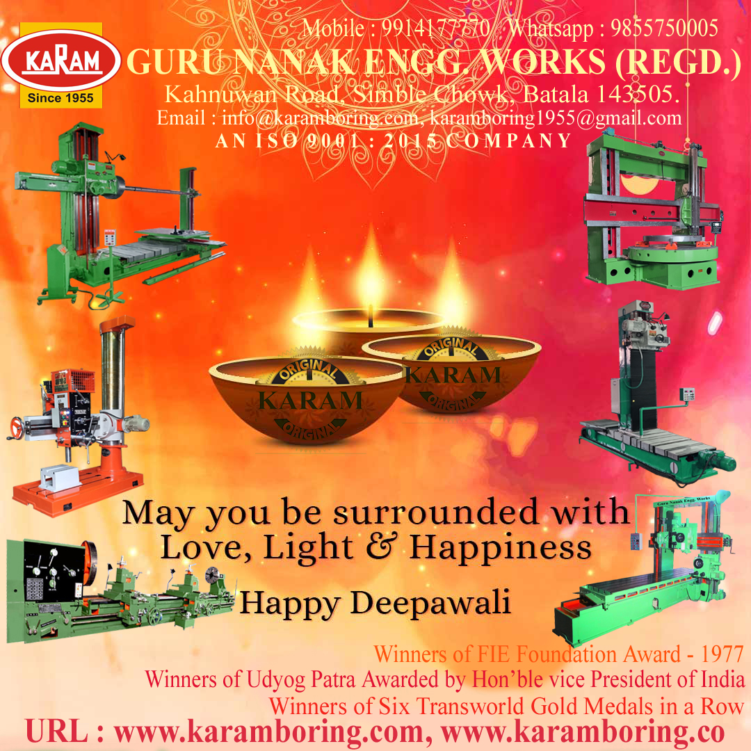 May the divine light of Diwali fill your life with joy, love and prosperity. Happy Diwali!
Karam Boring Guru Nanak Engg. Works, Batala.
For your queries/requirement, please contact :
WhatsApp : +91-9814900088, +91-9855750005
Email Id:- karam@karamboring.com