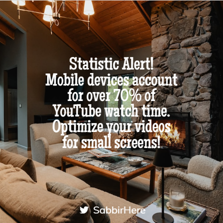 🚀 Statistic Alert! Mobile devices account for over 70% of YouTube watch time. Optimize your videos for small screens! 📱👀#MobileViewership #VideoOptimization #MobileFirst