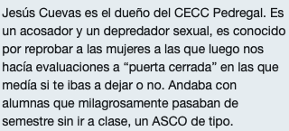 Tavid02's tweet photo. El caso Florencia Guillot destapó el mierdero que hay detras de Mauricio Cuevas. Un pedo que manipuló a una niña hasta que cumplió su comentido. Por cierto es hijo de Jesus Cuevas, dueño del CECC Pedregal,  quien ha tenido muchas denuncias de acoso a alumnas!
Familia turbia 🤢👺 https://t.co/kM9rE3kpMX