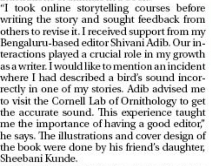Surprised, tickled, and touched to see my name in The Navhind Times yesterday! The pic is an excerpt from an interview of writer Viraj Mahatme (some of whose stories I've edited). What a lovely, auspicious start to the Diwali festivities! 
The article: navhindtimes.in/2023/11/10/mag…