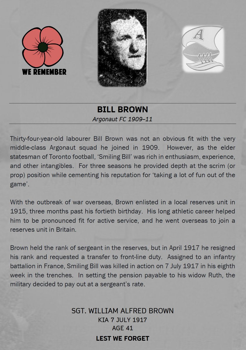 BygoneBoatmen's tweet photo. "Smiling Bill" Brown was among the thousands of Canadian men who enlisted despite exceeding the desired age, pulled strings to get to the front, and never came home.
#Argos150 #PullTogether
#myfamilyinuniform @CDNForceSupport https://t.co/PZr0QsOAuf