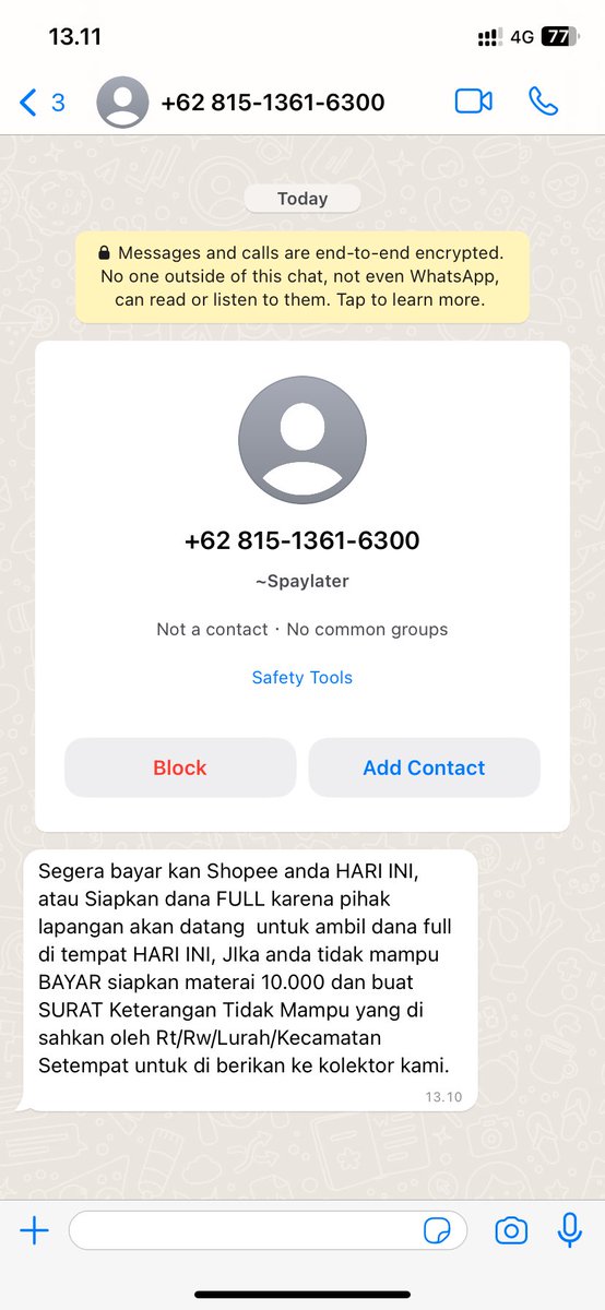 tralala_tr's tweet photo. Ada yang pernah dapet chat gini dari si oren ga #pinjol #oren https://t.co/Df71EqzjaA