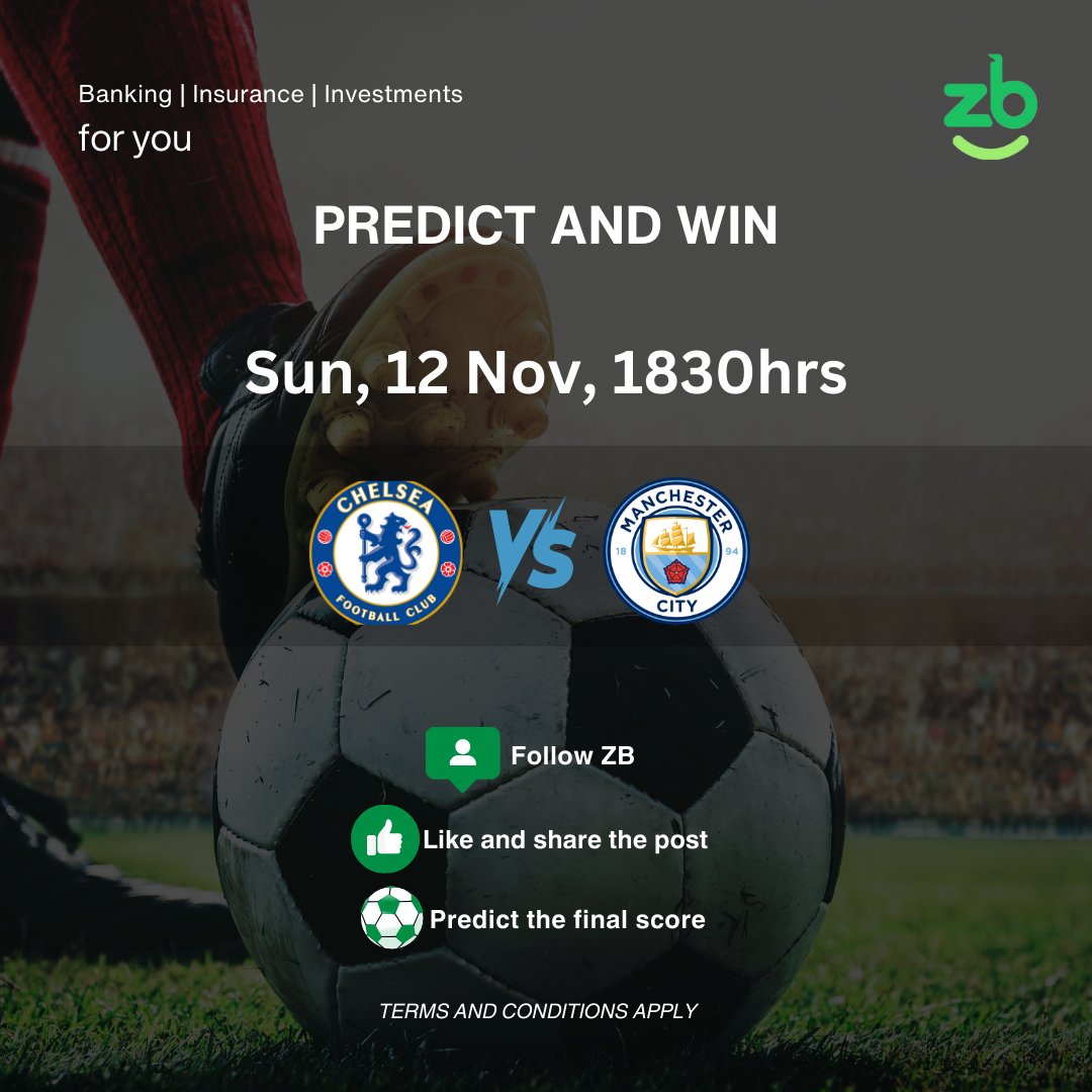 zb_foryou's tweet image. Score Predictor! ⚽Man City vs Chelsea, Join the excitement:​

✅Follow, like &amp;amp; share @zb_foryou

Predict the final score in the comment section before kick-off and stand a chance to win big! 

*Terms and conditions apply

#zbforyou ​
#zbsmiles 
#eplmatch
