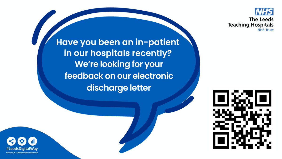 Have you been an inpatient in our hospitals after May 2022? We’re looking for feedback on the electronic discharge letter you take home when you’re discharged from hospital. It’s all anonymous and takes just 5 minutes to complete - thanks for your support. ratemynhs.co.uk/survey/5c1d35f…