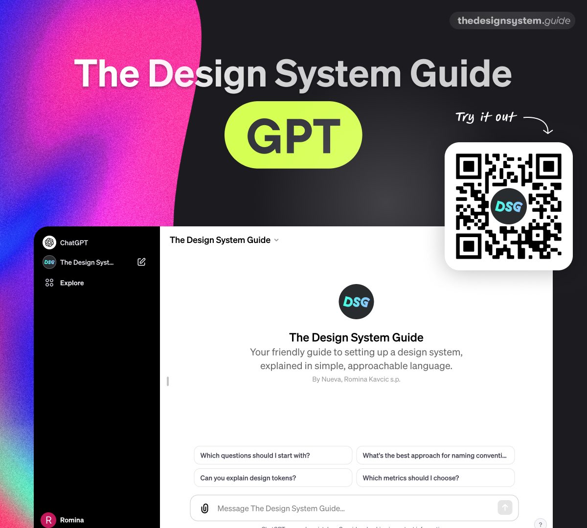 WOOHOO, I'm thrilled to unveil The Design System Guide GPT! ☄️ 
My guide is now like a magical toolbox. 😂 It's not just learning; it's an adventure into the world of design systems. 

#designsystem #GPT #designtokens #designmanagement #AI