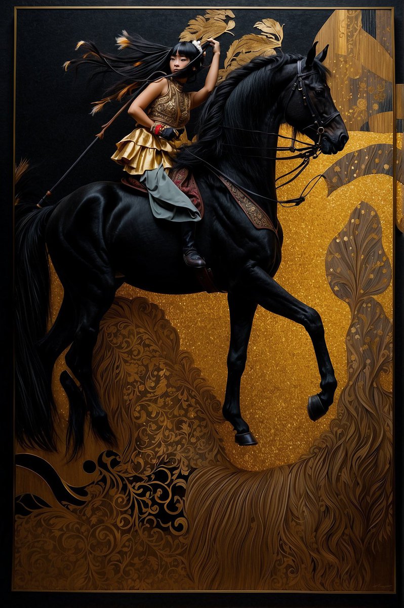 Embodying Wild Freedom: A Riveting Portrait of a Woman and Her Ebony Steed

#EquestrianElegance #WildFreedom #WomanAndSteed #BlackHorseRider #ArtisticExpression #CaptivatingCanvas