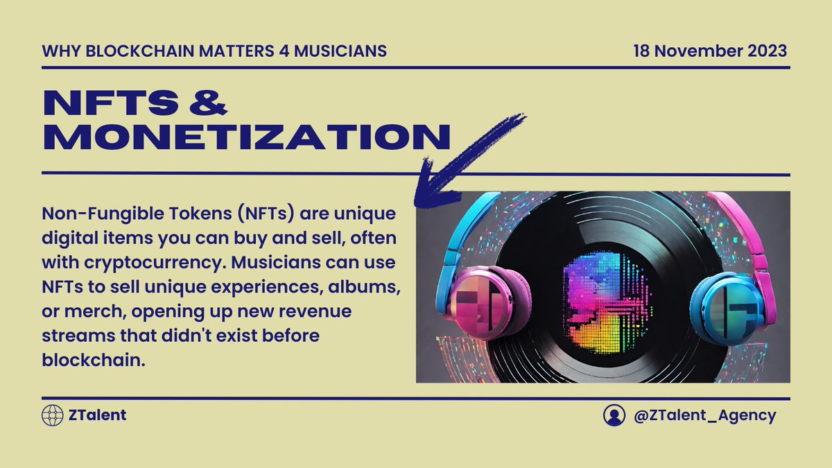 5) NFTs & Monetization 💸

NFTs are the new headliners in town! We're showcasing how these digital VIP passes are unlocking exclusive experiences and merch for fans. #NFTs #MusicMonetization