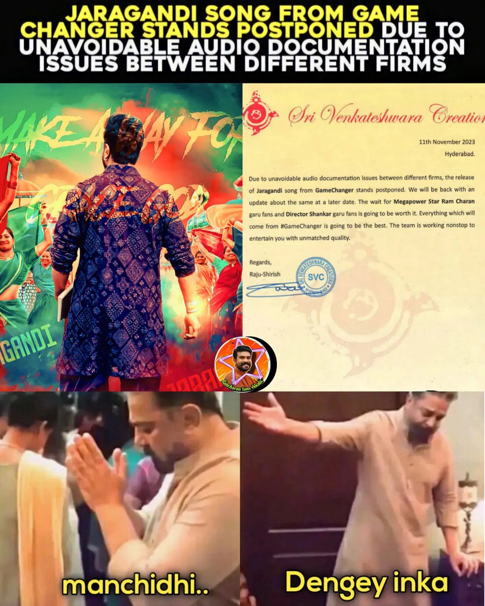 Happy gaa undra🤙 @SVC_official😡
@shanmughamshankar 

#ramcharan
#Jaragandi
#GamechangerFirstSingle 
#gamechanger 
#dilraju 
#shankerfilm 
#ramcharanfansikkada 
#maacharananna🫀