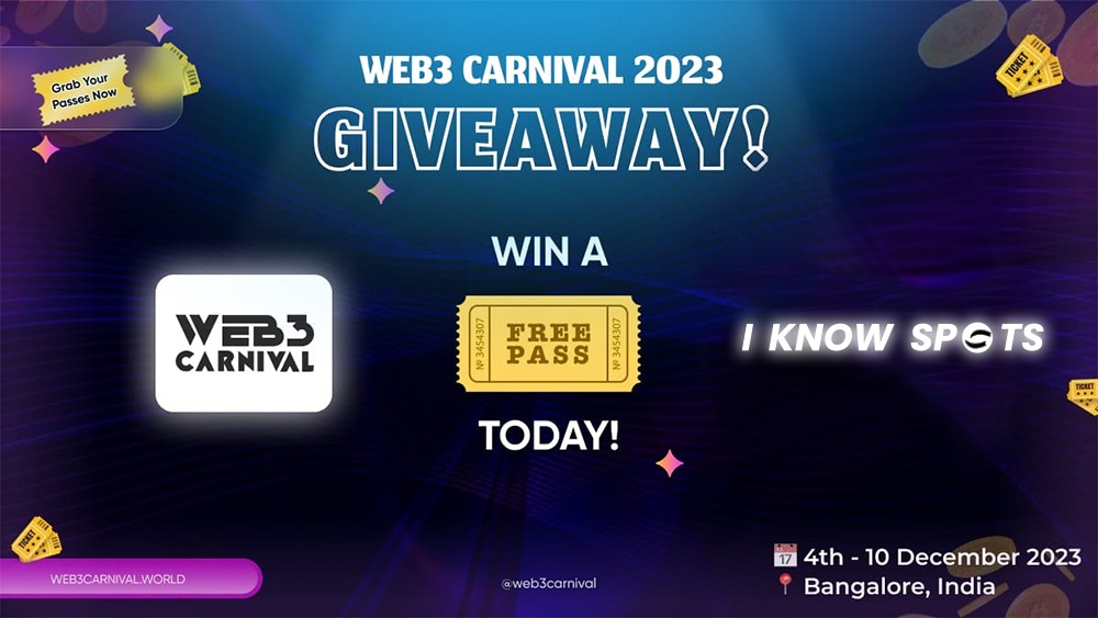 🎉 Giveaway Time: Win passes to Web3 Carnival 📷
 To enter, follow these simple steps: 

1. Follow <a href="/iknowspots/">iknowspots.com Sunset</a> and <a href="/web3carnival/">Web3 Carnival</a> 🖖
2. Like and retweet this post. 🔁
3. Tag 3 web3 friends. 📷 

We will choose 5 random winners. All the best! 📷 🤝

#web3carnival #Web3 #Iknowspots