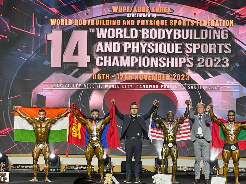 IaSouthern's tweet photo. #Proud
Major Savio Henriques, a symbol of resilience &amp; strength, shines at 14th #WorldBodybuildingChampionship in South Korea by securing 4th position.
A proud moment for the #IndianArmy  &amp; a testament to the prowess of the Indian #ArmedForces
#BisonDivision #SudarshanChakraCorps https://t.co/FToVnOuPbH