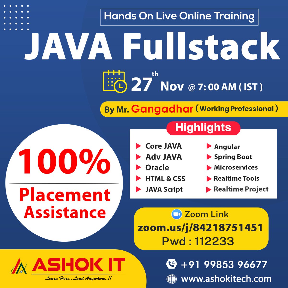 ashokitschool's tweet image. ๐ Java Fullstack Development ๐
โ๏ธ Enroll Now : bit.ly/3noOByz
๐ Free Demo On 27-Nov @ 07:00 AM IST
๐ Subscribe To Our Youtube Channel: bit.ly/41IHJdj
๐ Visit : ashokitech.com
#javafullstackdevelopercourse #java #javafullstacdevelopmentcourse