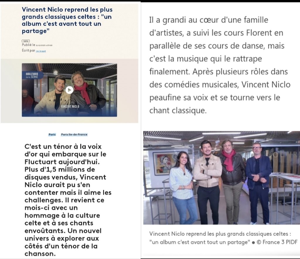 [PRESSE] Article via @France3Paris @vincentniclo reprend les grands classiques celtes : 'un album c'est avant tout un partage' A lire ici ➡️ france3-regions.francetvinfo.fr/paris-ile-de-f…