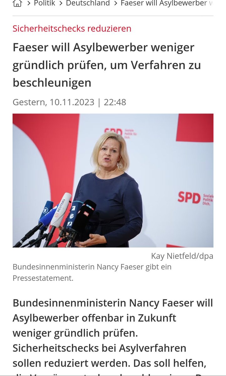 _Zorro_1's tweet photo. *weniger Pässe, Ausweise und Urkunden überprüft werden. Fehlt der Pass, soll auch das Smartphone nicht mehr geprüft werden.. "
Frau Faeser ist eine Gefahr für die Menschen in D.
#Absetzen
#Neuwahlen #Faeser #SPD #Migrationspolitik #Flüchtlinge
https://t.co/LBN2PUy6YE https://t.co/lUQKOLzRwb