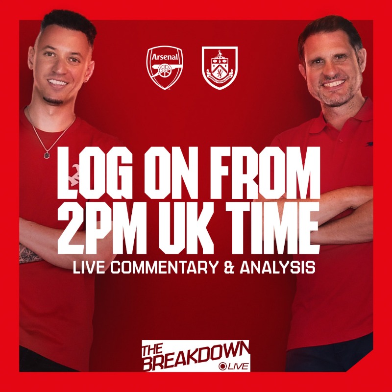 Arsenal's tweet photo. 🚨 Today's match is not being broadcast on live UK television

📺 The Breakdown Live will have you covered every step of the way!

🤩 Guest includes Alex Song, Chev Clarke and more
