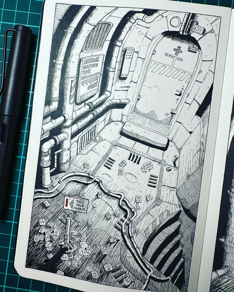 cerkala's tweet photo. Some of my last drawings. I’m trying to draw without using pencil or any kind of perspective guides. Multiliner and ink in Moleskine sketchbooks (A5 and A4) https://t.co/phCp5WFlpa