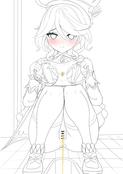 和式トイレの中で見せてくれるフリーナのラフです! 