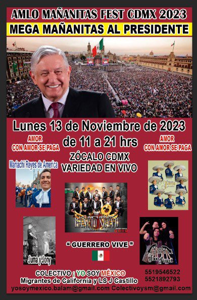ndurancoronado's tweet image. #AMLOFest 
MEGA MAÑANITAS AL PRESIDENTE ‼️
👇👇👇