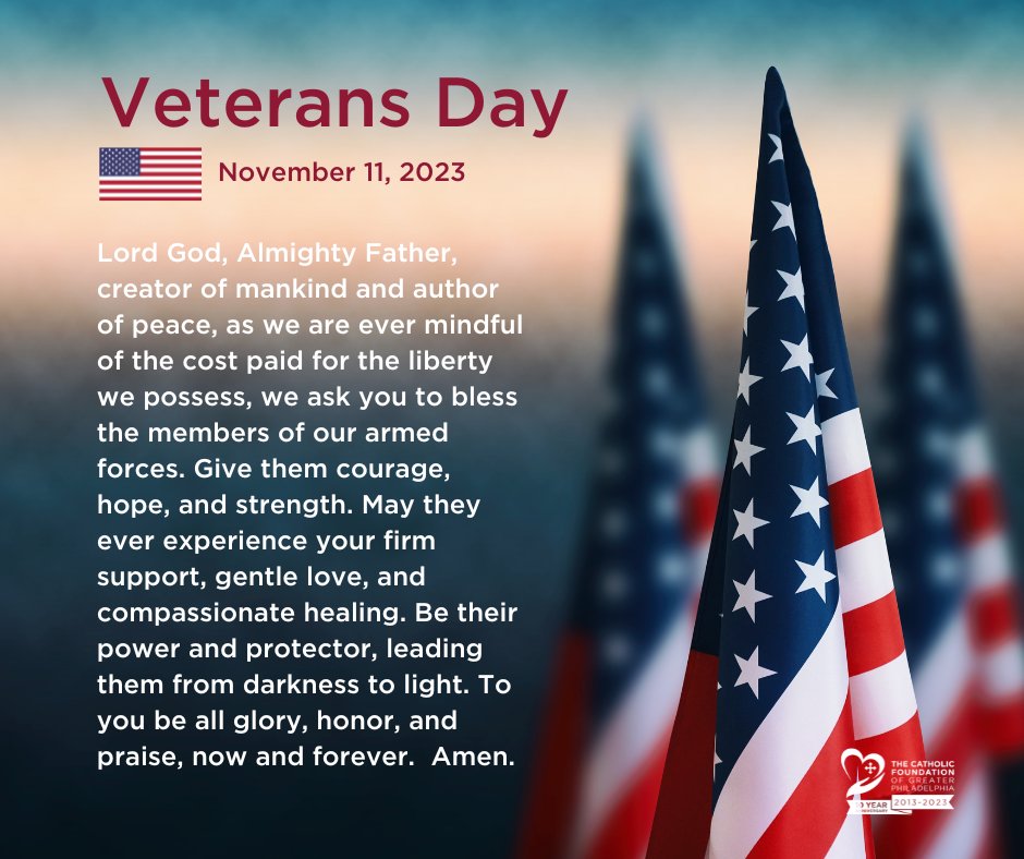 The_CFGP's tweet photo. Today is #VeteransDay. Let’s put some time aside to honor our military veterans of the United States Armed Forces.
#CFGP #VeteransDay #USCCB https://t.co/iWzhoDanS4