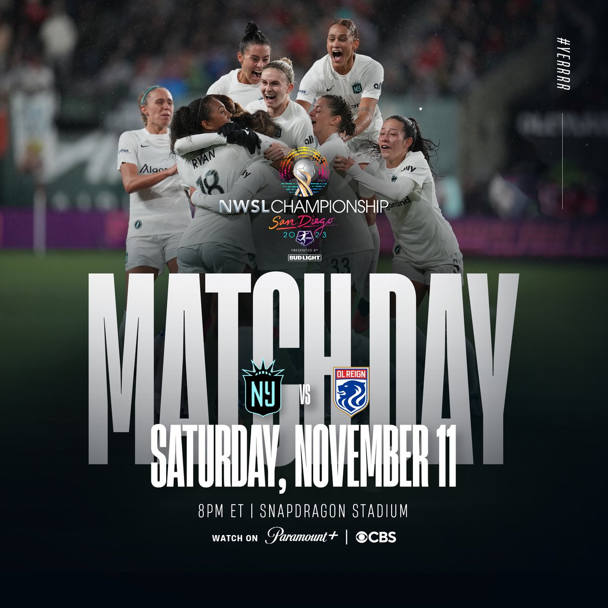GothamFC's tweet photo. Wake up, batties! It's Championship day! 🦇🏆

🆚 @OLReign 
⏰ 8pm ET
📍 Snapdragon Stadium
📺 @paramountplus | @CBS https://t.co/nzwEX9OC0I