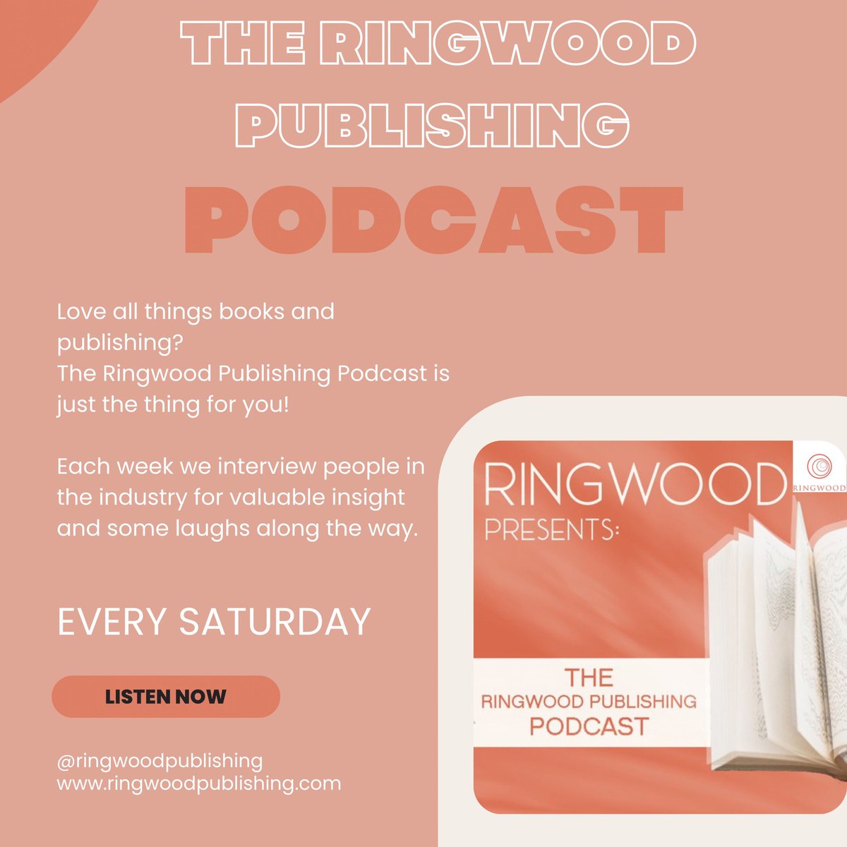 Love all things books and publishing? 

The official <a href="/rwpubpodcast/">Ringwood Publishing Podcast</a> is just the show for you, and now has its own Insta and Twitter pages! So follow and tune in each week as we interview people in the industry, authors and more for valuable insight into all things publishing!