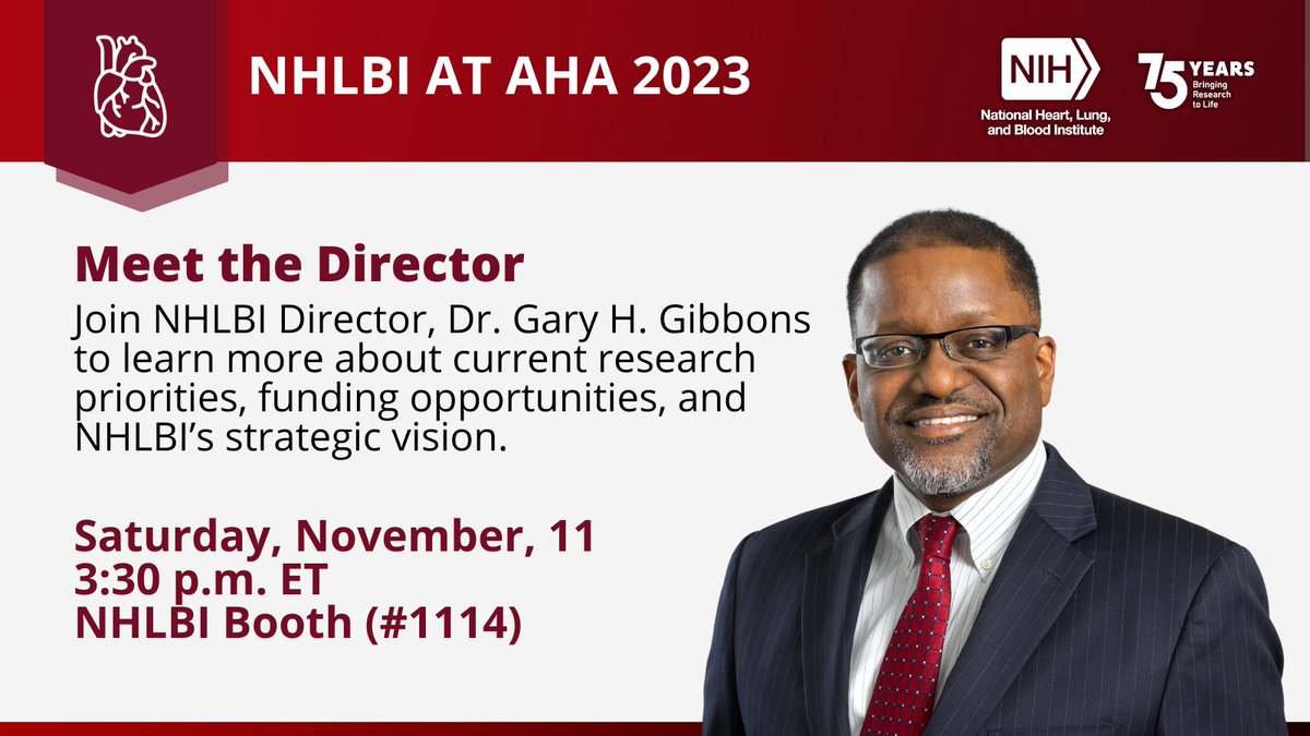 Stop by the NHLBI booth at #AHA23! #StrategicVision #nhlbi75 #CardioTwitter
