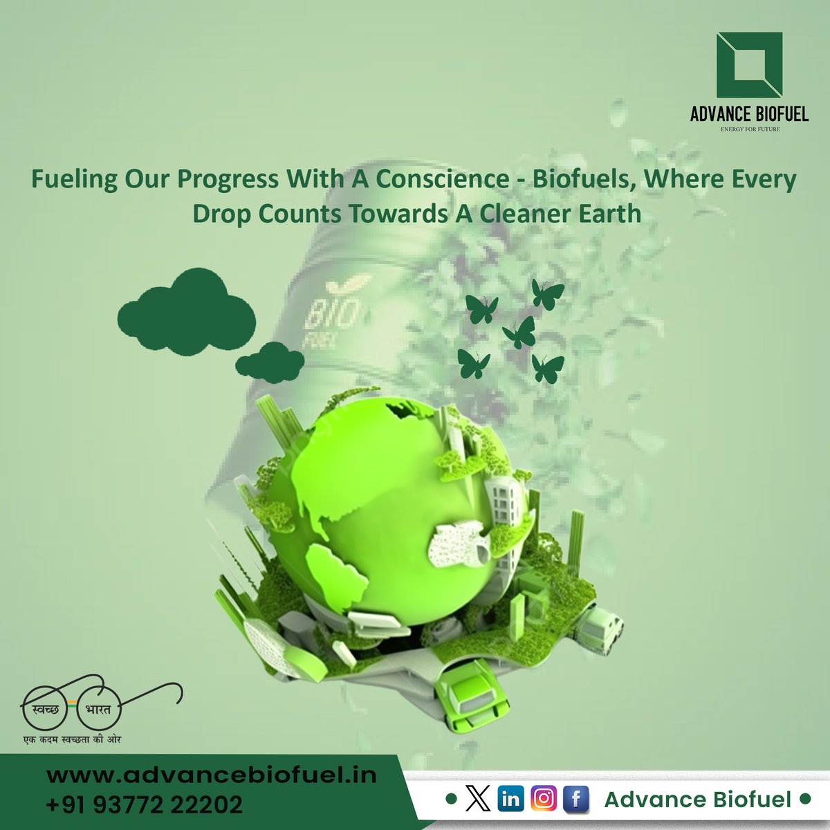 Fueling our progress with a conscience - biofuels, where every drop counts towards a cleaner Earth

#Advancebiofuel  #CleanEnergyRevolution #SustainableFuels #Biofuel #GreenTechInnovation #ecofriendly