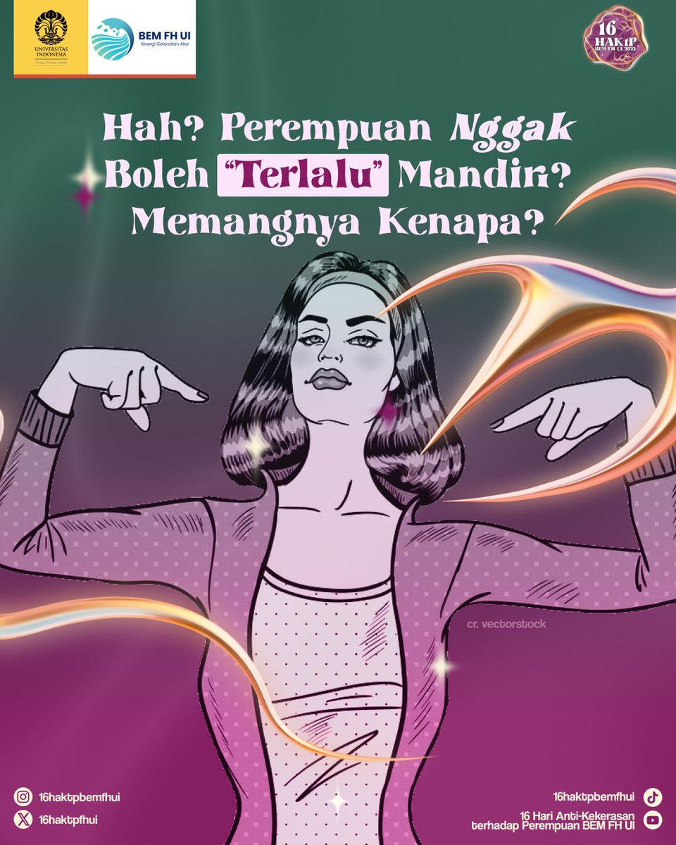 16haktpfhui's tweet photo. [PEREMPUAN NGGAK BOLEH TERLALU MANDIRI?]]

Hi, Equity Striver!

Masih banyak orang yang beranggapan bahwa perempuan berkedudukan lebih rendah daripada laki-laki. Akibatnya, ketika seorang perempuan mandiri, ia justru dianggap 'aneh' dan tidak sesuai dengan harapan masyarakat. https://t.co/XUl9jR6TZs