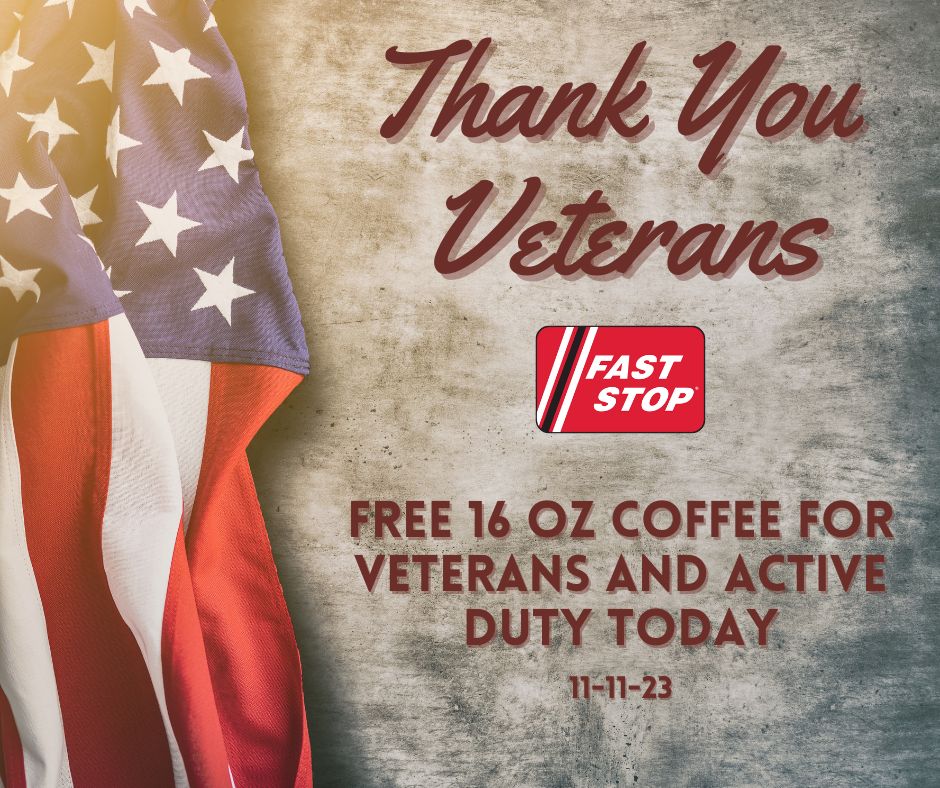 MM_FASTSTOP's tweet image. We give our gratitude to all who have served!
#HappyVeteransDay