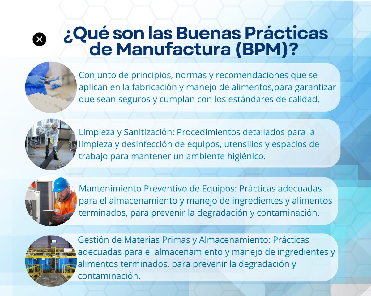 afi_int's tweet photo. 🌟 ¡Descubre el Mundo de las Buenas Prácticas de Manufactura! 🌟

En #AgroAndFoodIntegrity, nos apasiona asegurar la más alta calidad e inocuidad en la industria alimentaria. 🍏🏭 Te presentamos nuestro carrusel educativo, lleno de tips y datos clave sobre las BPM. https://t.co/unma0eVFb1
