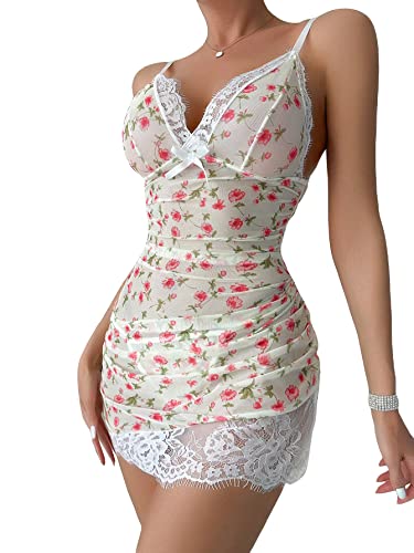 I just received SOLY HUX Women's Floral Print Lace Trim Deep V Neck Babydoll Lingerie Chemise Nightgown