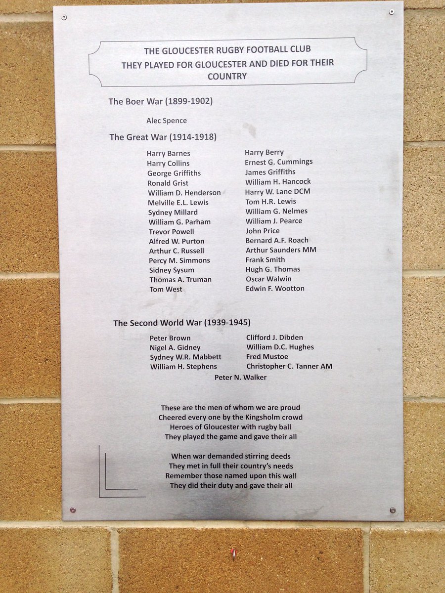 Gloucester Boys for club and country they gave their everything.  They played the game and gave their all.  They did their duty and gave their all. Walked  past this after last night’s and it always puts things into perspective. #ArmisticeDay2023 #LestWeForget #glawsfamily