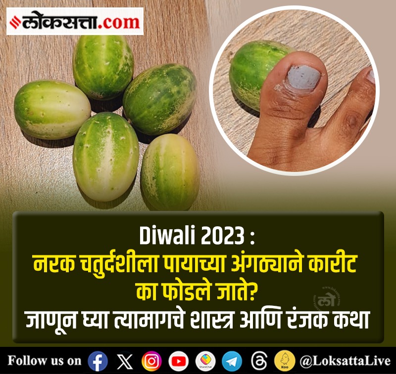 LoksattaLive's tweet image. Diwali 2023 : नरक चतुर्दशीला पायाच्या अंगठ्याने कारीट का फोडले जाते? जाणून घ्या त्यामागचे शास्त्र आणि रंजक कथा….

loksa.in/cfexaD   &amp;lt;&amp;lt; येथे वाचा सविस्तर वृत्त 

#diwali2023 #diwali #karit #bitterfruit #narakchaturdashi