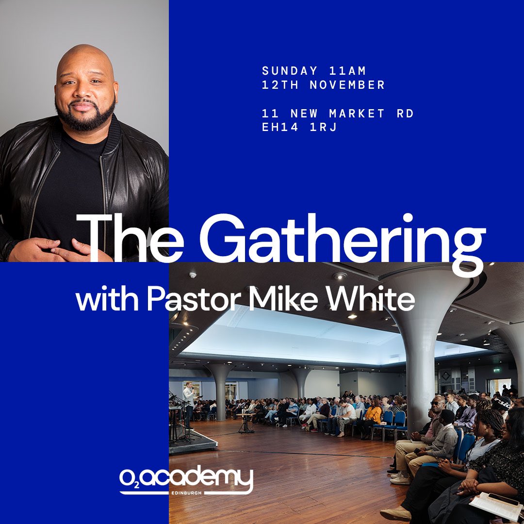 Join us for 'The Gathering' this Saturday, 12th Nov! 🌟🙌 Experience unity through worship, Bible teaching, and fellowship at the O2 Academy, 11 am. Let's seek God's vision for Edinburgh and beyond. Don't miss special guest speaker Mike White from The Tab. See you there!