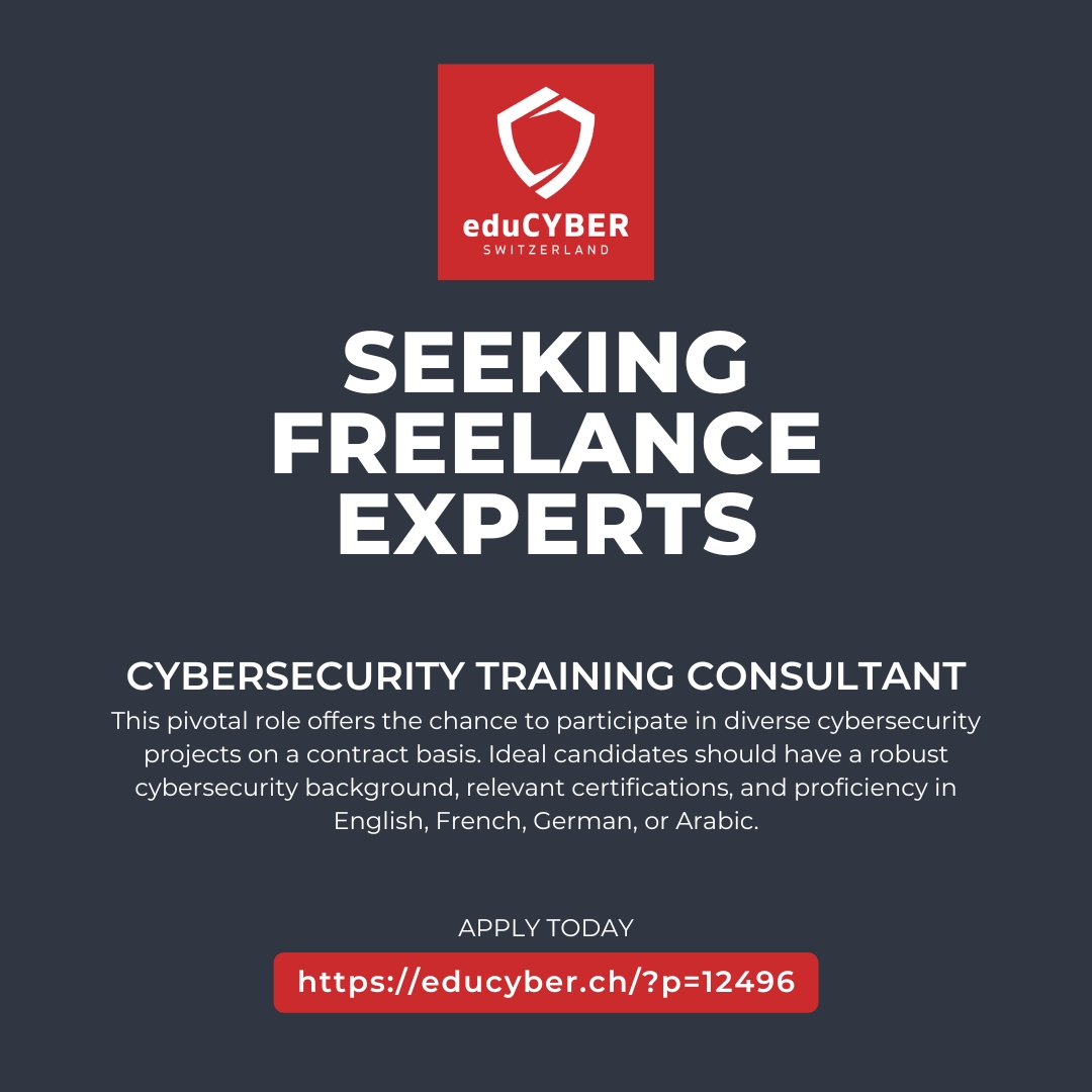 Join eduCYBER Sàrl's growing team! 
We're seeking skilled #Cybersecurity Training Consultants for project-based roles. 
Flexibility, diverse projects, and the chance to impact digital safety. 
Details &amp; Apply: educyber.ch/?p=12496
#CybersecurityJobs #Cybersecurity