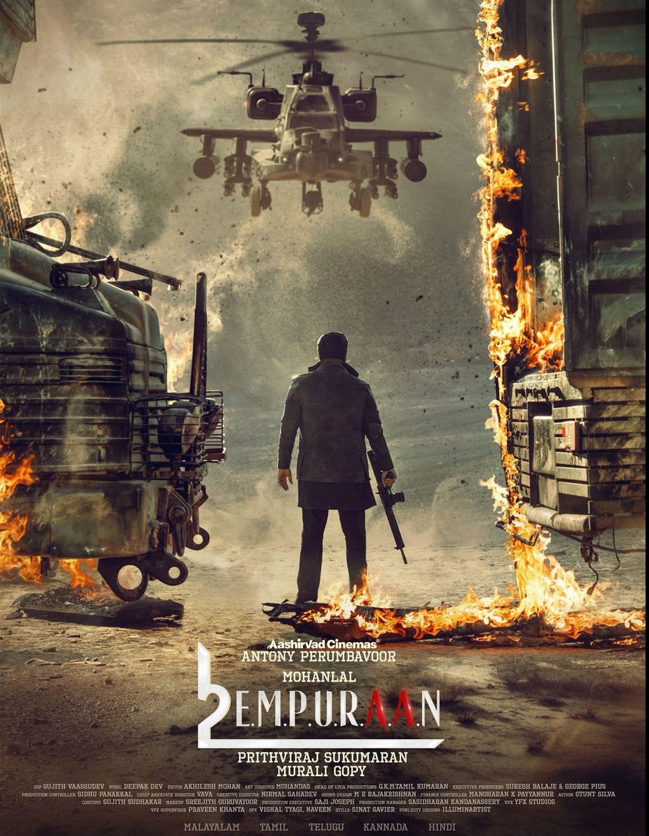 mallucanadian's tweet photo. There are 2 motives to any promotional content:
First: To give an intro to the preset of the film 💥
Second: To create buzz 🐝
@PrithviOfficial succeeds in both. Rest of the talking, he does on the big screen 😌
#Mohanlal #EmpuraanFirstLook #EmpuraanFL #L2EFirstlook https://t.co/Qr9T6OO9GQ