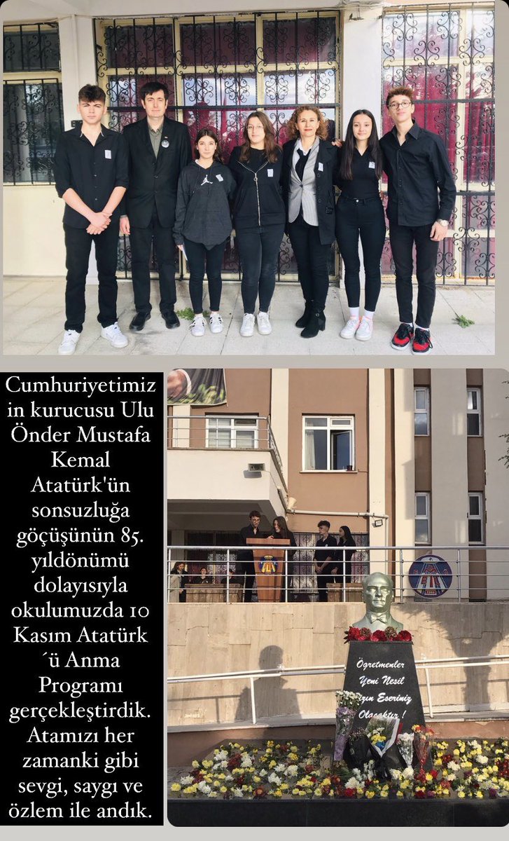 Cumhuriyetimizin kurucusu Ulu Önder Mustafa Kemal Atatürk'ün sonsuzluğa göçüşünün 85. yıldönümü dolayısıyla okulumuzda 10 Kasım Atatürk´ü Anma Programı gerçekleştirdik. Atamızı her zamanki gibi sevgi, saygı ve özlem ile andık.<a href="/Edirne_MEM/">Edirne İl Millî Eğitim Müdürlüğü</a> <a href="/ismailerkaraman/">ismail erkaraman</a> <a href="/Dr_Onderarpaci/">Dr. Önder ARPACI</a>