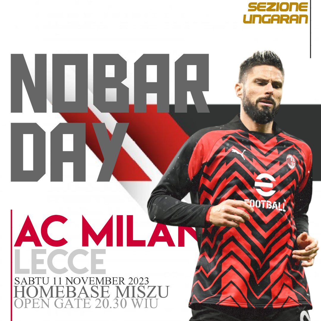 Dai Dai Dai....Milan Day!!!

Serie A Italia • Giornata 11°
AC MILAN x Lecce
Sabtu 11 November 2023
Homebase MISZU Jl.Stadion 3
Free Just Order

#MilanLecce
#SempreMilan