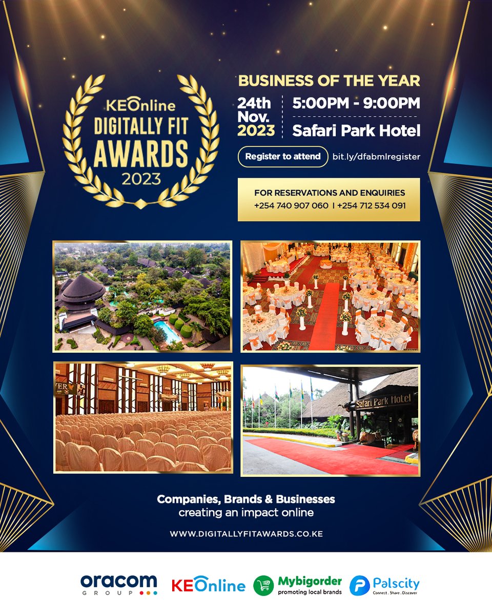 dollyxoxo7's tweet photo. Get ahead in the digital game! Join #DigitallyFitAwards2023 at Safari Park Hotel on Nov 24th. Grab the Business of the Year accolade. Secure your spot with the extended Early Bird Offer -10% off till Nov 14th. Register: https://t.co/xv1McqhNhD #Kaundauongoman #MasculinitySaturday https://t.co/kXBzF34hCX