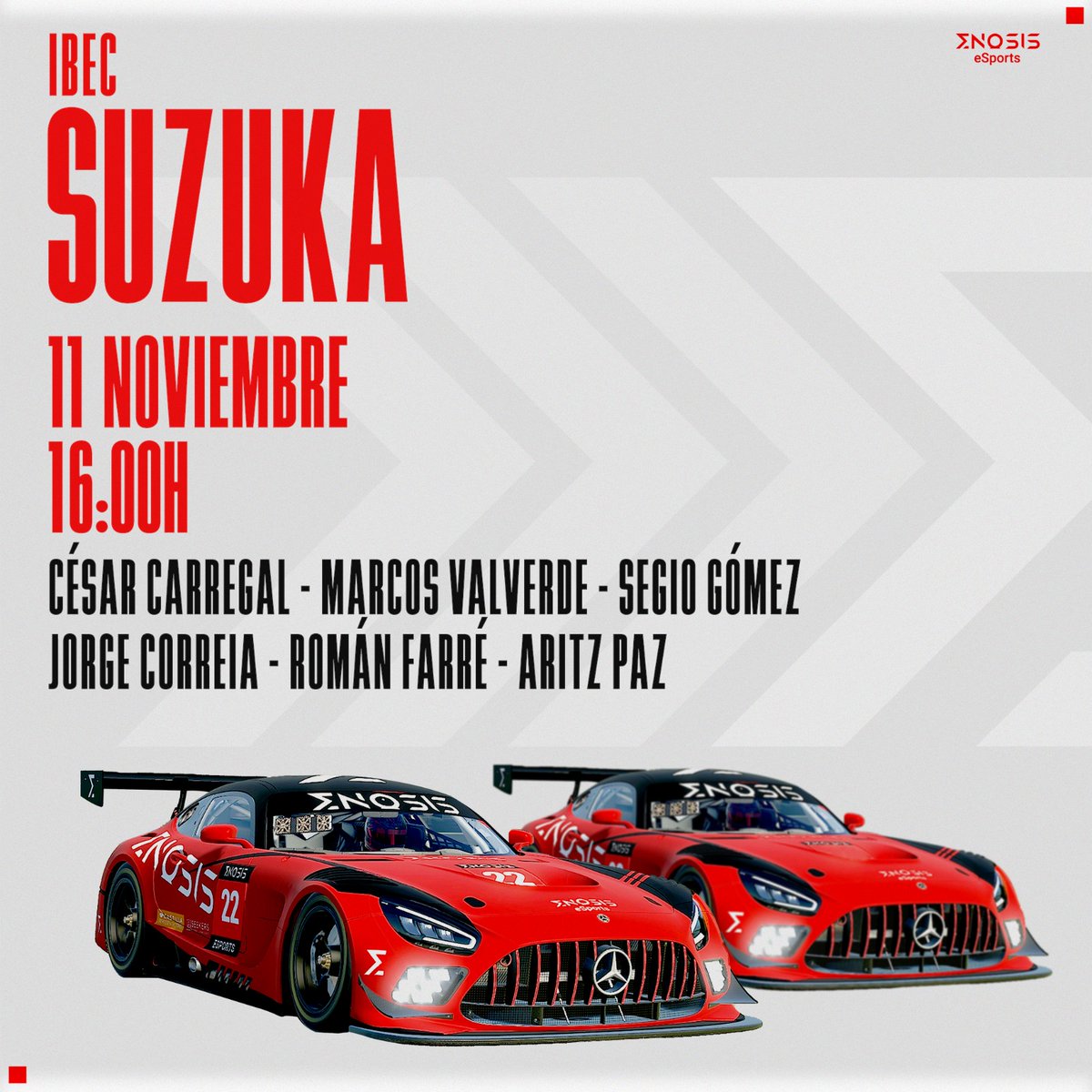 Enosis eSports (@e_enosis) on Twitter photo 8 Horas de Suzuka por delante para la 2a ronda #IBEC @IracingSim !
➡️César Carregal <a href="/kaesarius/">César C.</a>
➡️Marcos Valverde <a href="/valverDf1_/">marcos⁶¹🪐</a>
➡️Sergio Gómez @sergiogom23
➡️Jorge Correia <a href="/antizyklon/">Jorge Correia</a>
➡️Román Farré <a href="/73malasangre/">73malasangre</a>
➡️Aritz Paz <a href="/AritzPaz/">Aritz Paz</a>
📺twitch.tv/spanishresiste…📺
#iracing 8 Horas de Suzuka por delante para la 2a ronda #IBEC @IracingSim !
➡️César Carregal <a href="/kaesarius/">César C.</a>
➡️Marcos Valverde <a href="/valverDf1_/">marcos⁶¹🪐</a>
➡️Sergio Gómez @sergiogom23
➡️Jorge Correia <a href="/antizyklon/">Jorge Correia</a>
➡️Román Farré <a href="/73malasangre/">73malasangre</a>
➡️Aritz Paz <a href="/AritzPaz/">Aritz Paz</a>
📺twitch.tv/spanishresiste…📺
#iracing