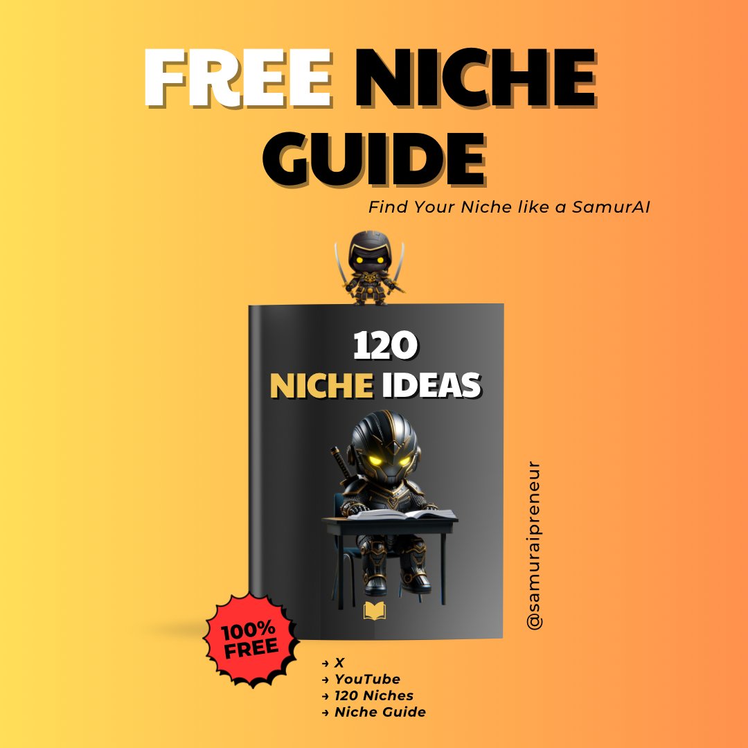 Biggest mistake for Solopreneurs?

They never even start. Why?

Because finding your niche

Can be the Hardest task

So I made:

A Niche Guide w/

120 BEST Niche Ideas for

· 𝕏
· YouTube

For 48hrs it's FREE

To get it
→ ♥️
→ Reply💡
→ Follow (For DM📨)

Repost = Good Karma🥷