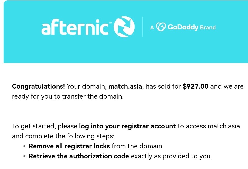 mechmediacom's tweet photo. Sold yesterday, long time no sale so i am happy.
#afternic #domains #domainsales
#dotasia #match #domaining https://t.co/oIvbKoTYAs