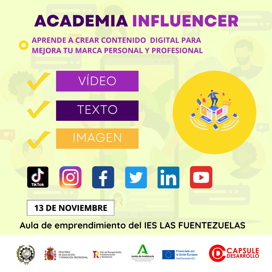 Seguimos con nuestro noviembre emprendedor, I Foro de FP y Autoempleo en <a href="/lasfuentezuelas/">IES Las Fuentezuelas</a> , comenzaremos la semana con talleres formativos a cargo de  <a href="/japenuela/">Juan Alberto Peñuela</a> , nuestro alumnado aprende haciendo y refuerza sus competencias blandas.