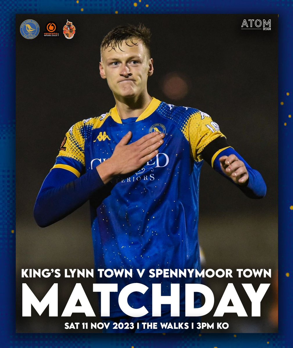 WE’RE BACK! 🆚 @SpennymoorTown 🏟️ The Walks, King’s Lynn 🏆 @TheVanaramaNL North ⏱️ 3pm KO #UpTheLynn 💙💛