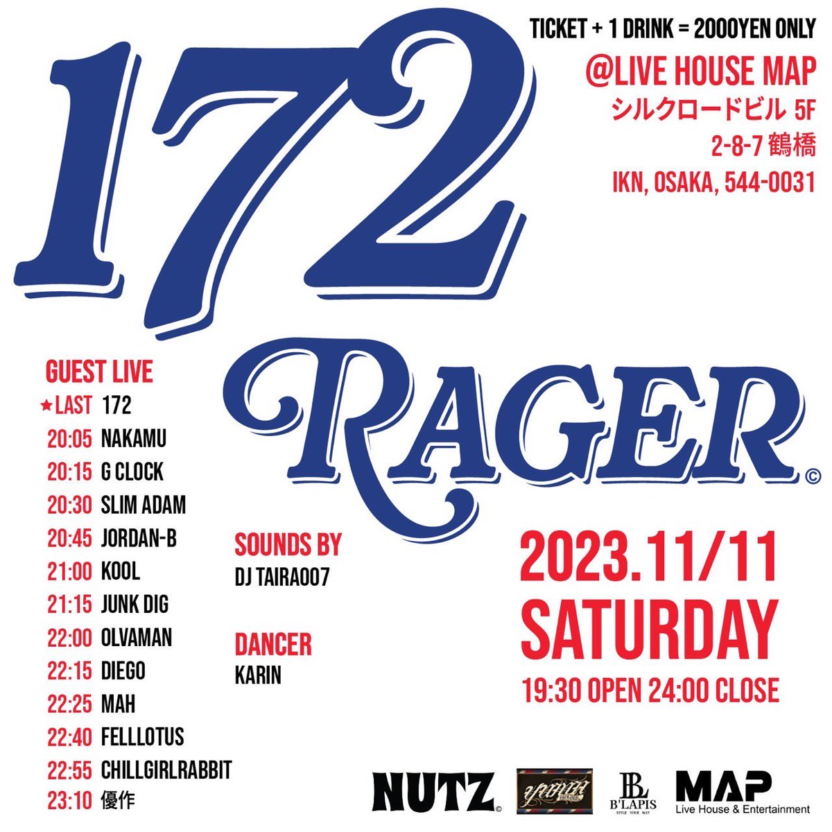 鶴橋で仲間のparty!!
DANCE.CBD.barber live
hip hop events🔥
live 8:15〜