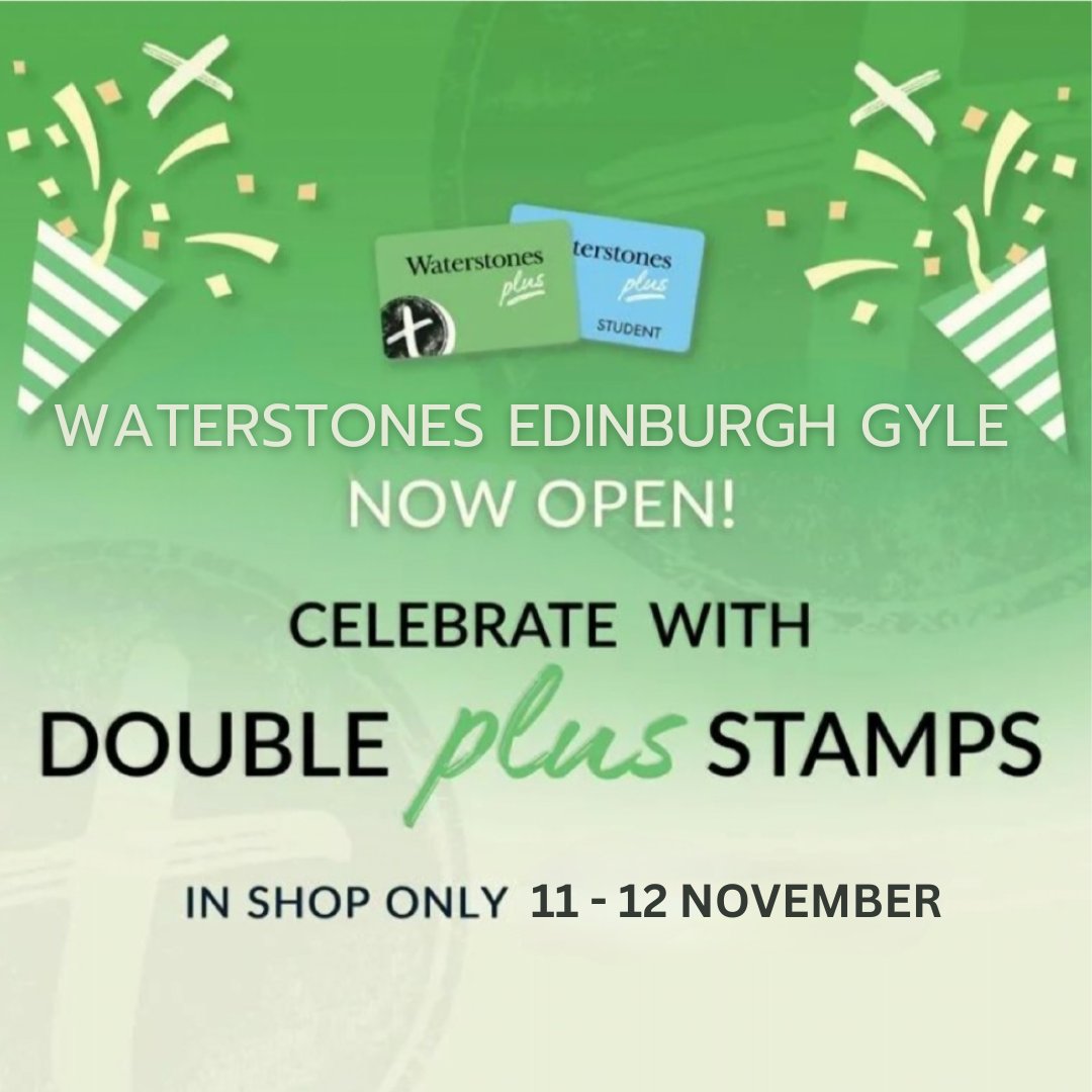 Waterstones Edinburgh Gyle (@wstonesedingyle) on Twitter photo π DOUBLE STAMP OPENING WEEKEND!!!! π
To celebrate us opening in <a href="/gyleshopping/">Gyle Shopping Centre</a>, Waterstones Plus Card members will get DOUBLE STAMPS in store this weekend!!
Don't have a Plus card? Speak to one of our lovely booksellers! π DOUBLE STAMP OPENING WEEKEND!!!! π
To celebrate us opening in <a href="/gyleshopping/">Gyle Shopping Centre</a>, Waterstones Plus Card members will get DOUBLE STAMPS in store this weekend!!
Don't have a Plus card? Speak to one of our lovely booksellers!